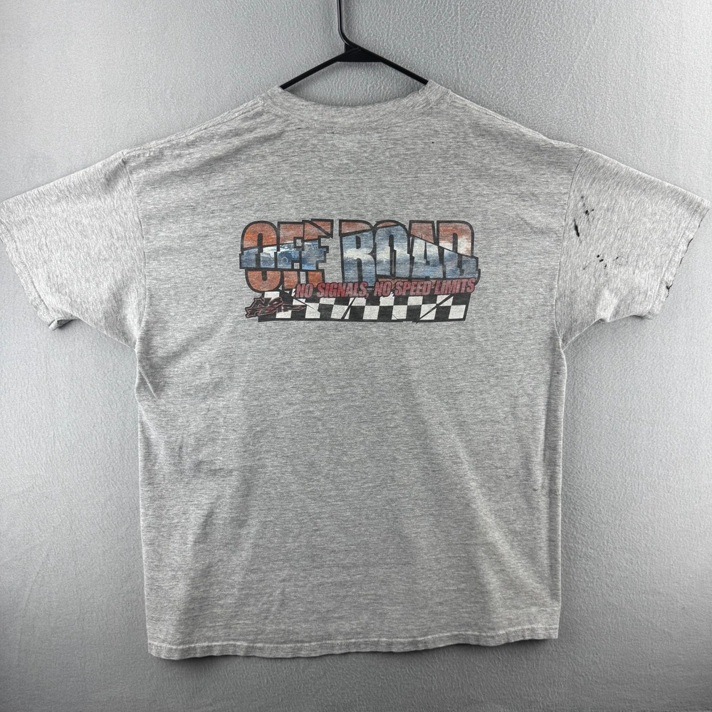 Vintage No Fear Shirt Mens XL Gray 90s Short Sleeve Tee Distressed‎ Racing USA